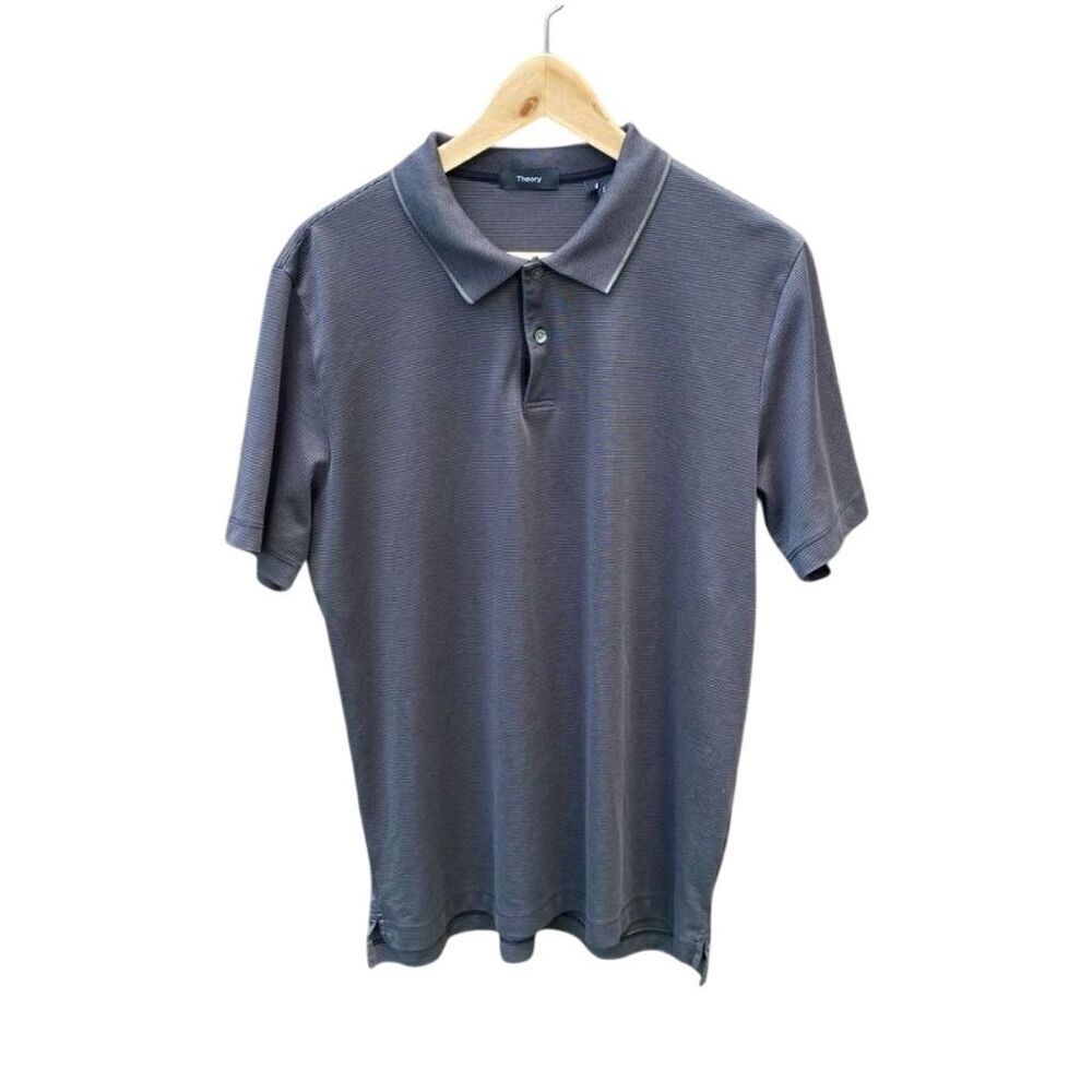 Theory Men's Gray Polo Shirt Size L Short Sleeve Casual Lightweight